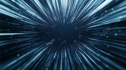 Fototapeta premium Hyperspace Tunnel of Blue Light Streaks in Abstract Digital Art.