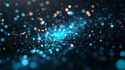 Blue Bokeh Light Particles in Abstract Digital Art.