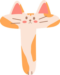 Orange Cat Alphabet Letter T
