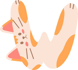 Orange Cat Alphabet Letter W