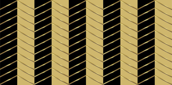 The composition of zig zag lines with gradient gold brown colors, black and gold background gives an elegant and luxurious impression