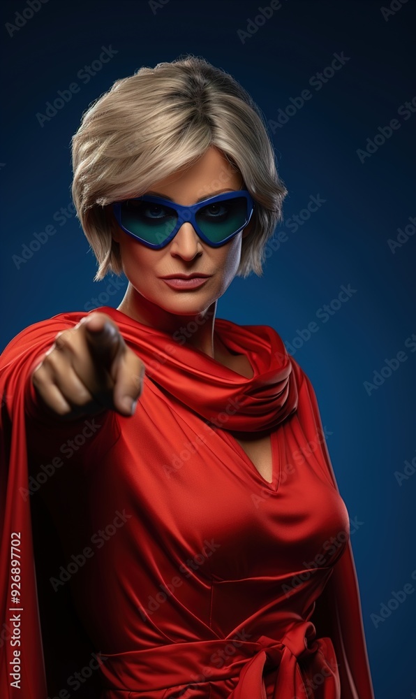 Canvas Prints middle age super hero woman wearing red mask