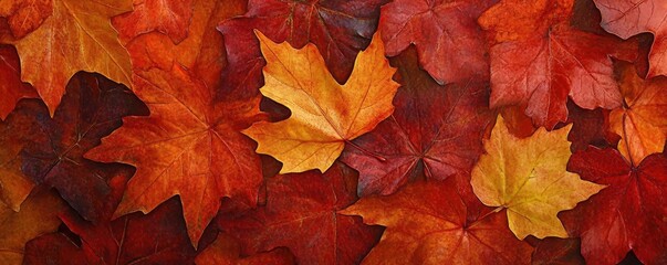 Fototapeta premium Vibrant autumn leaves in shades of red, orange, and yellow create a stunning natural backdrop perfect for seasonal imagery.