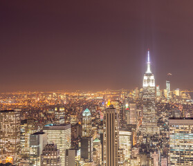 View of New York Manhattan during sunset hours