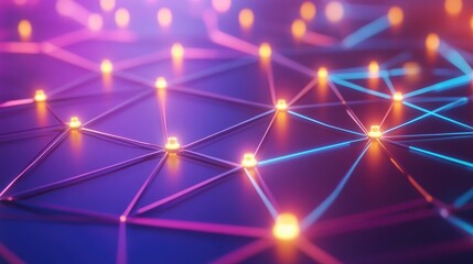 Digital network connections glowing in a geometric pattern