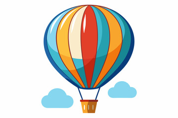 Fototapeta premium Colorful Hot Air Balloon with Basket and Clouds