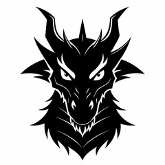 Dragon head silhouette, Chinese Dragon head icon vector illustration
