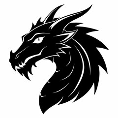 Dragon head silhouette, Chinese Dragon head icon vector illustration
