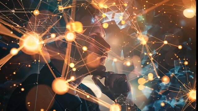 Connected Mind: A futuristic depiction of a person immersed in a network of glowing connections, representing the power of interconnectedness, innovation, and the boundless potential of the human mind