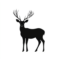 Fototapeta premium a black deer silhouette isolated white background 