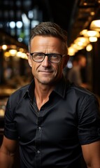 Obraz premium Middle-aged guy with eyeglasses 
