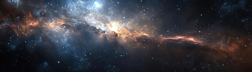 Stunning cosmic scene showcasing the beauty of galaxies, stars, and nebulae in a vibrant expanse of space.