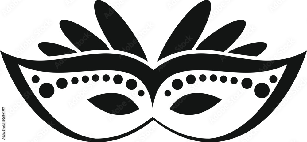 Wall mural black and white illustration of a venetian carnival mask representing masquerade ball