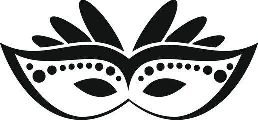 Black and white illustration of a venetian carnival mask representing masquerade ball