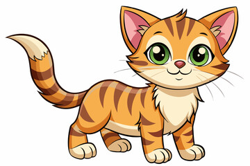 Fototapeta premium A Cute Cartoon Orange Tabby Kitten with Green Eyes and a Pink Nose