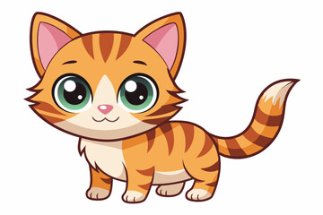 Obraz premium Cartoon Illustration of a Cute Orange and White Tabby Cat