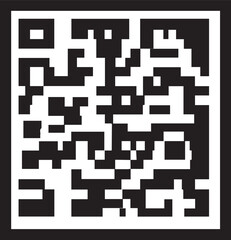 A black and white QR code isolated on a white background.