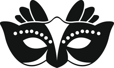 Black carnival mask with feathers and dots is ideal for projects related to celebration, mystery, holidays, etc