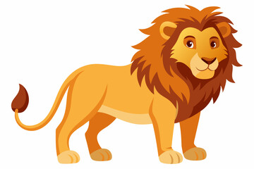 Cartoon Illustration of a Lion with a Brown Mane