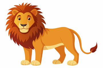 Obraz premium Cartoon Illustration of a Standing Lion with a Brown Mane