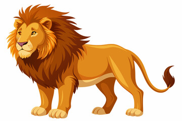 Obraz premium A majestic lion with a flowing mane standing on a white background