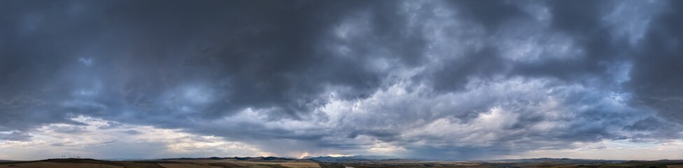 Dramatic Stormy Cloudscape During Sunset in Alberta, Canada