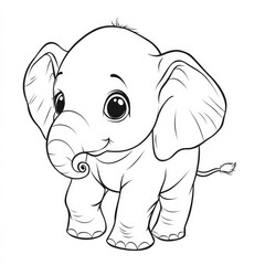 Obraz premium Cute Baby Elephant Coloring Page isolated white background 