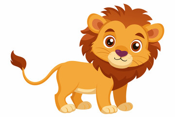 Obraz premium Cartoon Illustration of a Smiling Lion Cub