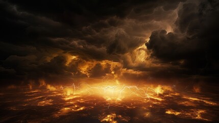 Obraz premium Dark Storm Clouds over a Fiery Landscape