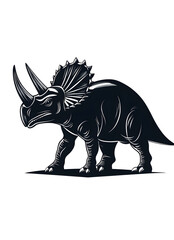 Fototapeta premium black silhouette of Dinosaur Triceratops illustration icon for logo, isolated on white background