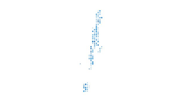 Andaman Islands dotted digital map. Map of Andaman Islands with pulsating colored circles. Shape of the island filled with blue disks. Charming video.