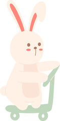 Rabbit Riding Scooter Illustration