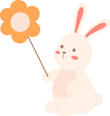 Rabbit With Flower Balloon Illustration