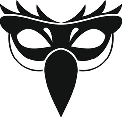 Black silhouette of a bird mask with feathers covering the forehead, perfect for mardi gras or any masquerade ball © anatolir