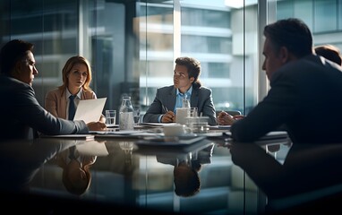 Fototapeta premium Business meeting in a modern office with professional team discussing work 