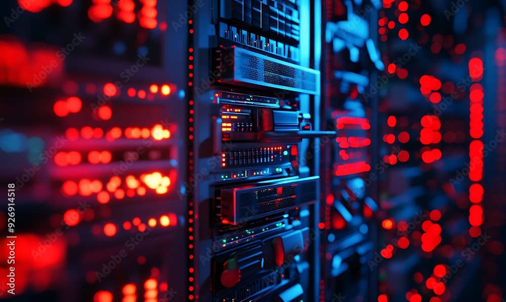 Fototapete close-up of digital firewall blocking malicious attacks with advanced security
