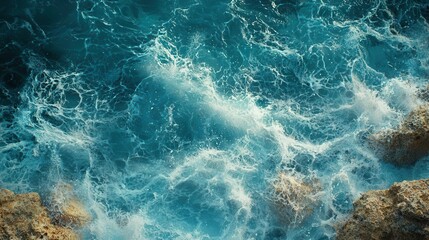 Abstract view of ocean currents swirling around submerged rocks, emphasizing the natural patterns and flow of water, ideal for abstract and nature concepts