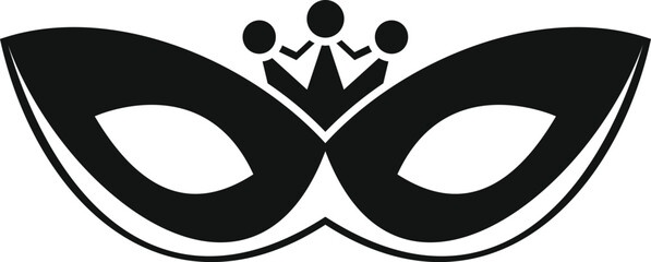 Black carnival mask with a crown, symbolizing celebration and mystery