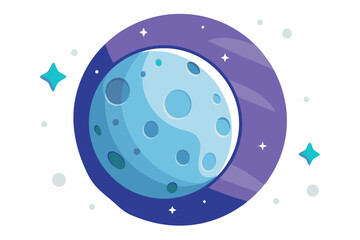 Blue Planet with Craters and Stars in Space