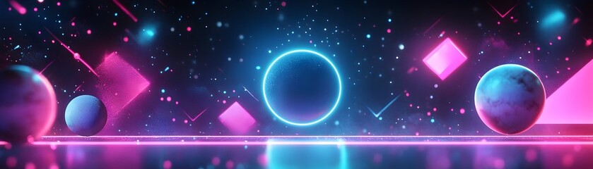 Retro Neon Black Friday Banner with 80s Inspired Abstract Graphics