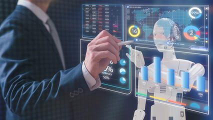 AI trading and data analysis in investment and financial concept Business finance data analytics...