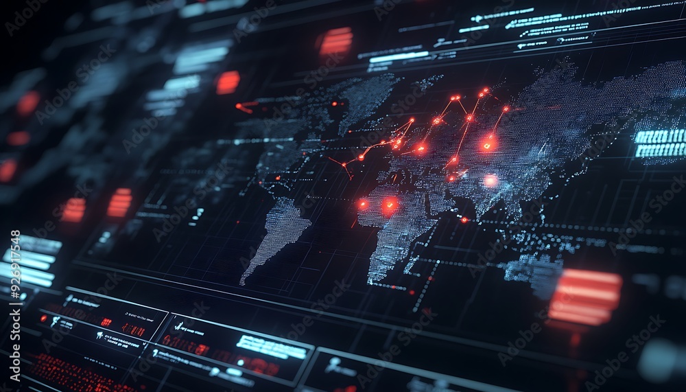 Leinwandbilder high-tech cyber security dashboard displaying real-time firewall defenses