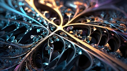 Abstract Fractal Illustration, Rendered Background, Digital Wallpaper Design