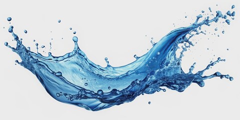 Obraz premium Blue water splash isolated on white background, splash, water, blue, isolated, liquid, fresh, aqua, purity,clear, refreshing