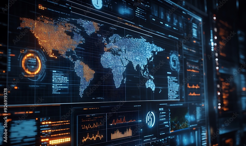 Aufkleber digital interface showing real-time cloud security analytics and monitoring