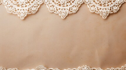 Fototapeta premium A white lace border is drawn on a brown background