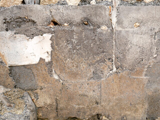 Ancient brick wall, grunge cement, oxide metallic, moss for digital use.