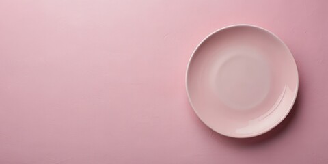 Empty pastel pink plate on matching tabletop background, viewed from above , kitchen, ceramic, tabletop, pastel, pink