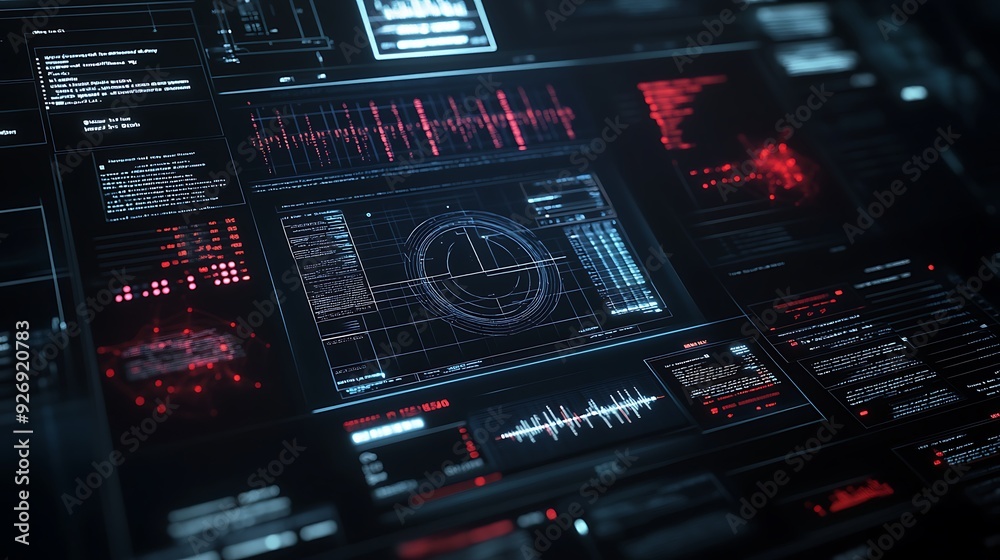 Poster Digital Interface Showing Real-Time Malware Detection and Prevention