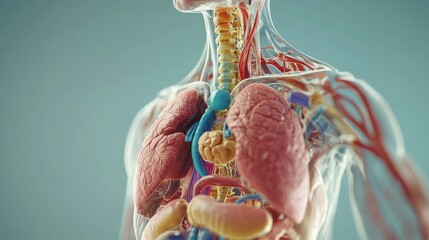 Obraz premium Internal organs, thoracic cavity, 3D illustration